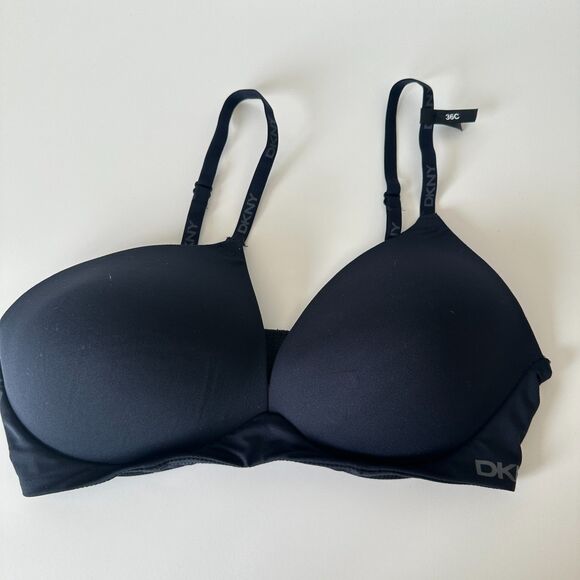 DKNY Black Wireless Bra Size 36C New Smooth - Picture 1 of 5